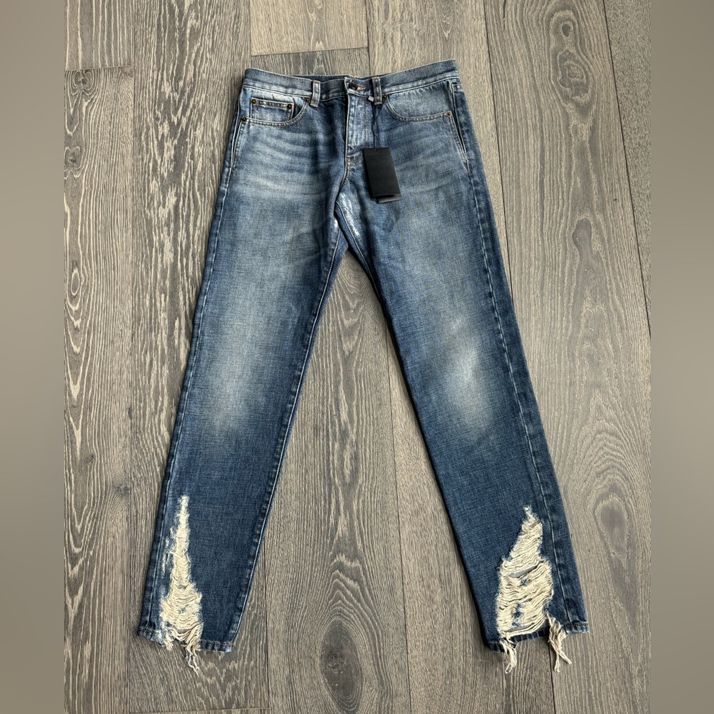 Saint Laurent Dark Blue Straight Leg Jeans